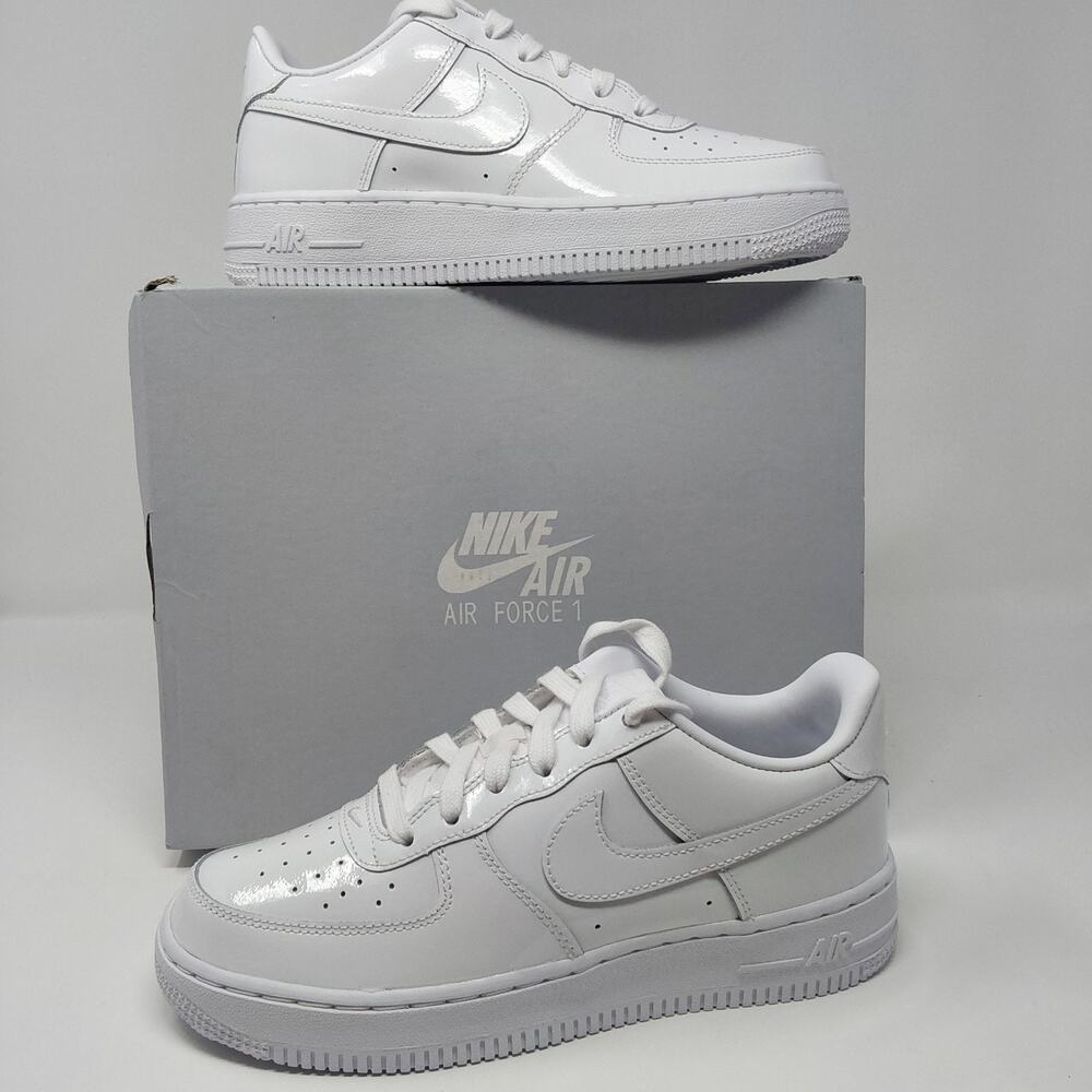 Nike Air Force 1 Low BG Triple White Patent Leather Kid's 4Y Women's 5.5
